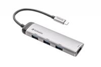 Verbatim USB 3.2 Gen 1-hub 4 poorten Met USB-C stekker, LED-weergave Grijs - thumbnail