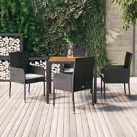 5-delige Tuinset met kussens poly rattan zwart - thumbnail