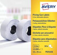 Avery PLR1626 etiketten voor prijstang non-permanent, ft 26 x 16, 12 000 etiketten, wit - thumbnail