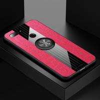 Voor Xiaomi Mi 8 Lite XINLI stiksels doek textuur schokbestendig TPU beschermhoes met ring houder (rood) - thumbnail