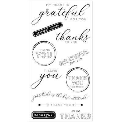 Sizzix • clear stamp set with framelits die thankful sentiments 15pcs