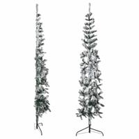 Kunstkerstboom half met sneeuw smal 240 cm - thumbnail