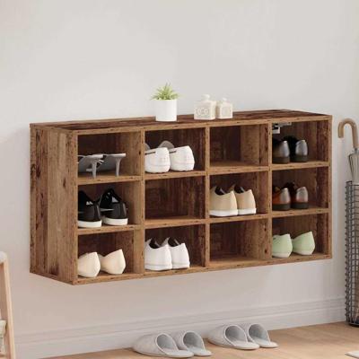 Schoenenkast met plank Oudhout 103 x 30 x 51 cm Bewerkt hout