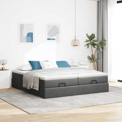 Ottoman bed met matrassen 180x200cm stof donkergrijs