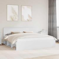 Bedframe met hoofdeinde Wit 200 x 200 cm Massief grenenhout - thumbnail