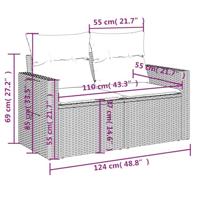 6-delige Loungeset met kussens poly rattan beige - thumbnail
