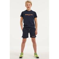 Ballin slim fit sweatshort met logo donkerblauw - thumbnail
