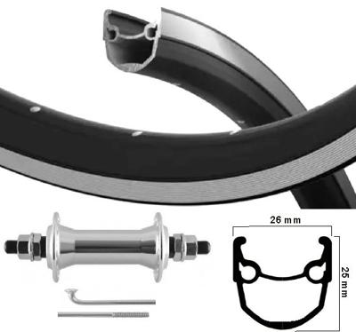 Kgs voorwiel 28 inch (622) velg ryde stratos/zilver zwart vaste as