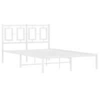 Bedframe met hoofdbord metaal wit 120x200 cm - thumbnail