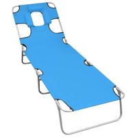 Ligbed inklapbaar met hoofdkussen staal turquoiseblauw - thumbnail