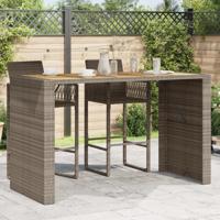 Tuinbartafel acaciahouten blad 185x80x110 cm poly rattan grijs - thumbnail