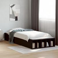 Bedframe bewerkt hout zwart 75x190 cm - thumbnail