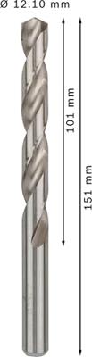 Bosch Accessories 2608585538 HSS Metaal-spiraalboor 12.1 mm Gezamenlijke lengte 151 mm Geslepen DIN 338 Cilinderschacht 5 stuk(s)