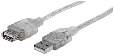 Manhattan 340502 USB-kabel USB 2.0 USB-A stekker, USB-A bus 4.50 m Zilver Manhattan 340502 USB-kabel USB 2.0 USB-A stekker, USB-A bus 4.50 m Zilver