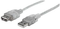 Manhattan USB-kabel USB 2.0 USB-A stekker, USB-A bus 4.50 m Zilver 340502 - thumbnail