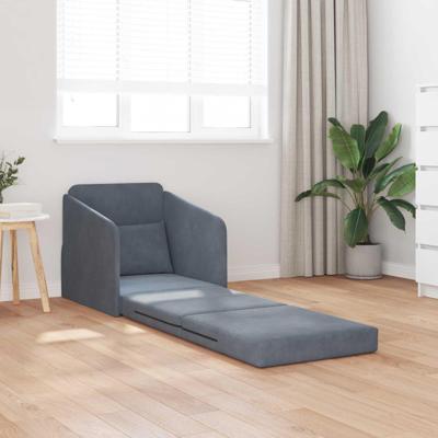 Vouwsofa Bed Donkergrijs 65 x 80 x 83 cm Fluweel