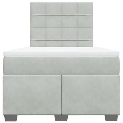 Boxspring met matras fluweel lichtgrijs 120x190 cm