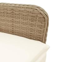 Tuinstoel verstelbaar met kussens poly rattan beige - thumbnail