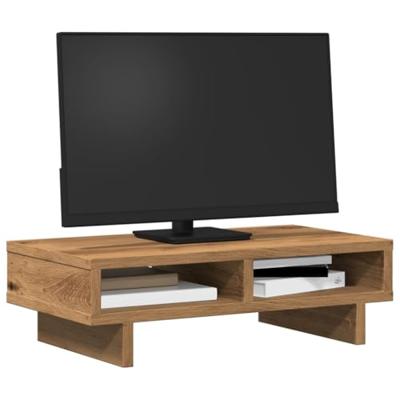 Monitorstandaard 50x27x15 cm bewerkt hout artisanaal eikenkleur Monitorstandaard 50x27x15 cm bewerkt hout artisanaal eikenkleur