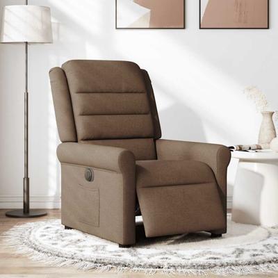 Fauteuil verstelbaar elektrisch stof bruin