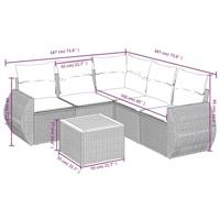 6-delige Loungeset met kussens poly rattan zwart - thumbnail