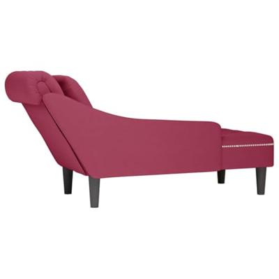 Chaise longue met kussen en rechterarmleuning fluweel wijnrood