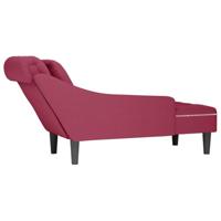Chaise longue met kussen en rechterarmleuning fluweel wijnrood - thumbnail