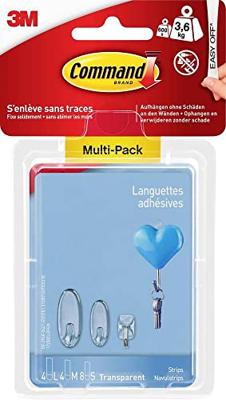 3M Command-strips, multipack Transparant Inhoud: 16 onderdelen 3M Command-strips, multipack Transparant Inhoud: 16 onderdelen