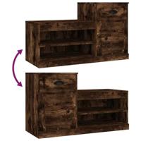 Schoenenkast 100x42x60 cm bewerkt hout gerookt eikenkleurig - thumbnail