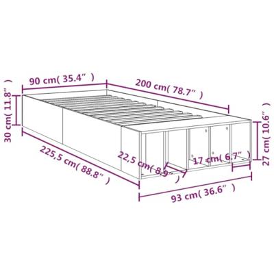 Bedframe bewerkt hout sonoma eikenkleurig 90x200 cm