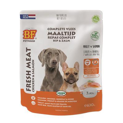 BF Petfood Vleesvoeding kip met zalm hondenvoer (portieverpakkingen) 3 x 630 g BF Petfood Vleesvoeding kip met zalm hondenvoer (portieverpakkingen) 3 x 630 g
