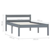 Bedframe massief grenenhout grijs 100x200 cm - thumbnail