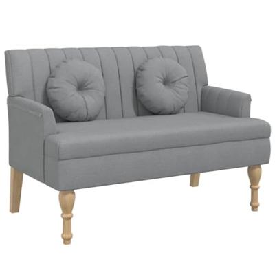 Bankje met kussens 113x64,5x75,5 cm stof lichtgrijs Bankje met kussens 113x64,5x75,5 cm stof lichtgrijs