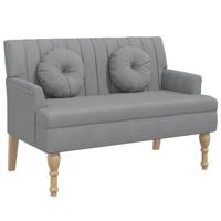 Bankje met kussens 113x64,5x75,5 cm stof lichtgrijs - thumbnail