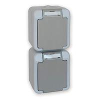 Peranova 102437 Pera Wandcontactdoos dubbel spatwaterdicht Lichtgrijs, Donkergrijs 1 stuk(s) - thumbnail