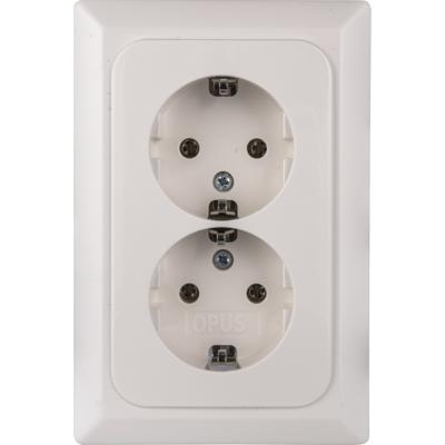 Opus compleet apparaat 2-voudig helder wit stopcontact voor in ronde inbouwdoos