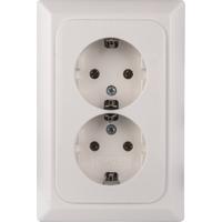 Opus compleet apparaat 2-voudig helder wit stopcontact voor in ronde inbouwdoos - thumbnail