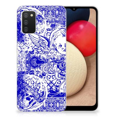 Silicone Back Case Samsung Galaxy A02s Angel Skull Blauw
