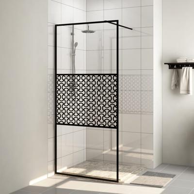 Inloopdouchewand 80x195 cm ESG-glas transparant en zwart