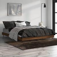 Bedframe bewerkt hout bruin eikenkleur 135x190 cm - thumbnail