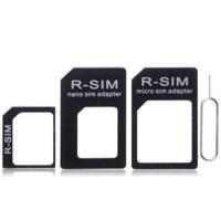 4 in 1 (Nano SIM naar Micro SIM Card+ Micro SIM naar standaard kaart + Nano SIM naar standaard kaart + Sim kaart lade houder uitwerpen Pin sleutel Too - thumbnail