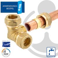 Bonfix knelkoppeling - Hoek T-koppeling - 22mm x 22mm x 22mm - Messing - thumbnail