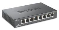 D-Link DGS-108 8-Port Layer2 Gigabit Switch (tot 1000 Mbps gegevensoverdracht per poort, non-blocking architectuur, zonder ventilator, metalen behuizing) zwart, 8 Ports - thumbnail