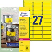 Etiket Avery Zweckform L6105-20 63.5x29.6mm geel 540stuks - thumbnail