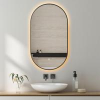 Badkamerspiegel met LED Verlichting en Verwarming 40x75cm - Afimera Ellips - Zwart - Wandspiegel Ovaal - Touch Bediening - Dimbaar - Aanpasbare Lichtkleur - thumbnail