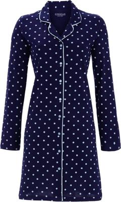 Katoenen doorknoopnachthemd nachtblauw Katoenen doorknoopnachthemd nachtblauw