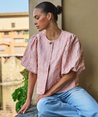 Esqualo Top Balloon Jacquard | Faded Rose