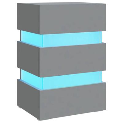 326846 Nachtkastje LED 45x35x67 cm bewerkt hout grijs