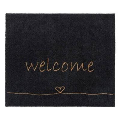 Mat Walk&Wash Welcome - antraciet - 67x80 cm - Leen Bakker