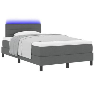 Boxspringbed met Matras & LED Donkergrijs 120x200 cm Stof